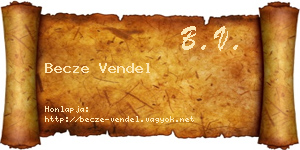 Becze Vendel névjegykártya